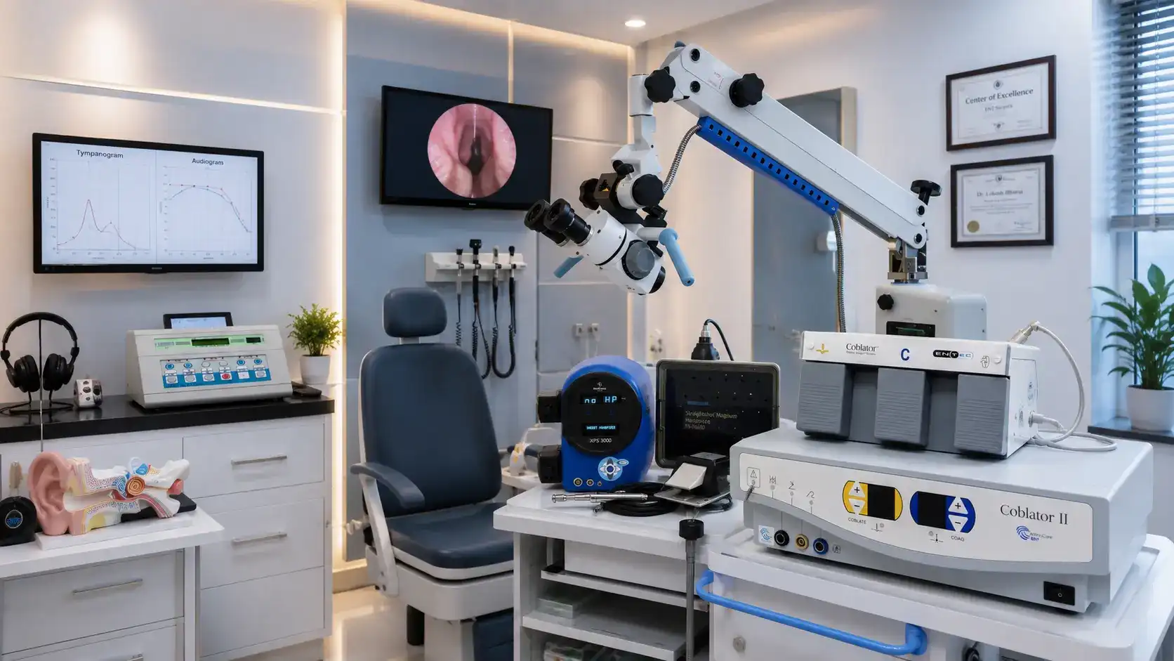 Advanced ENT equipment and endoscopic technology at Dr. Lokesh Bhama's practice in Thane