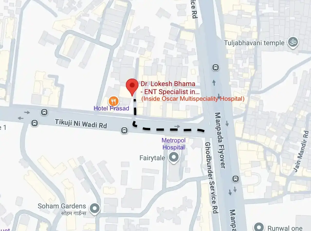 Map and directions for Oscar Hospital in Manpada, Thane West